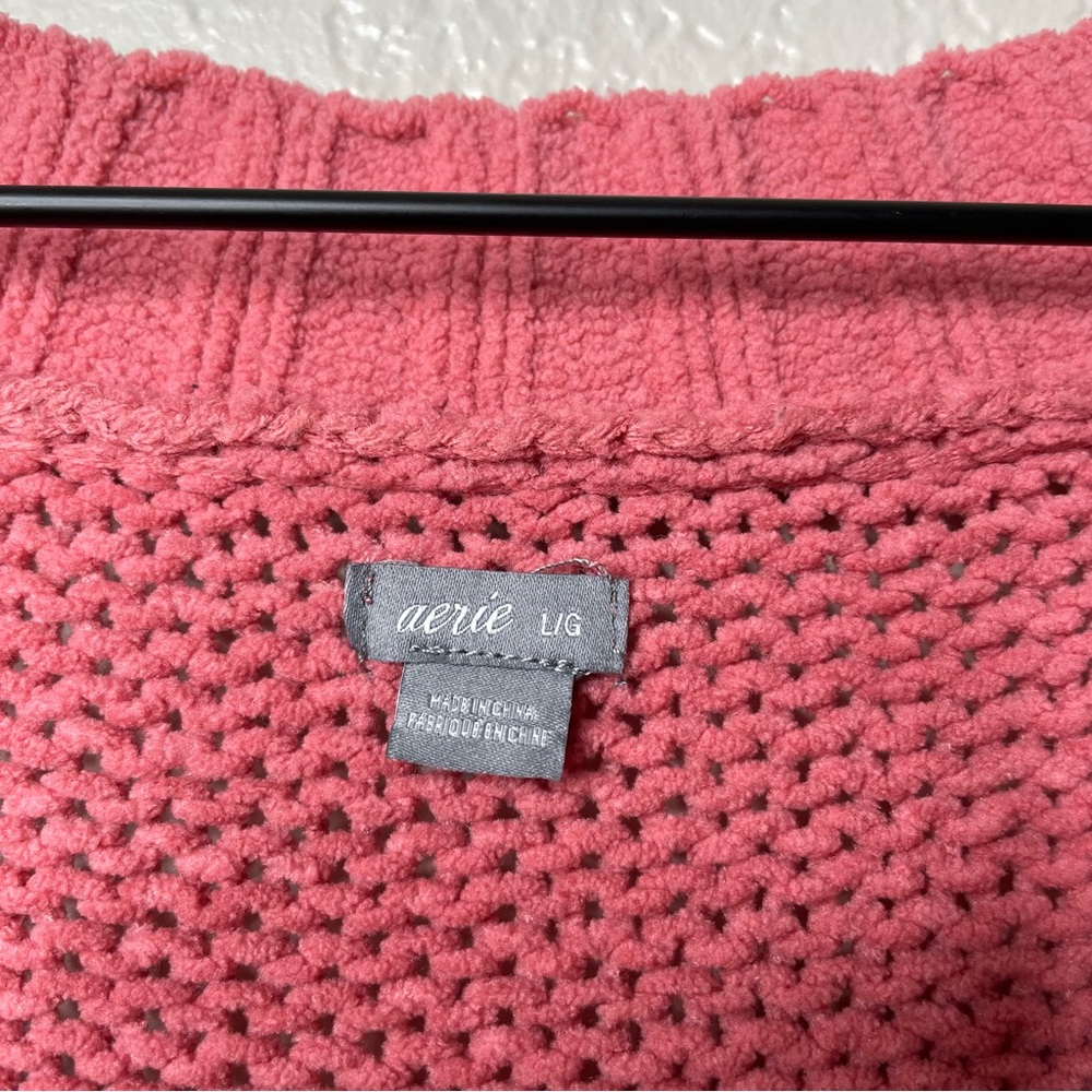 Aerie Women’s V Neck Oversized Thick Soft Knit Pink Sweater - Picture 8 of 9